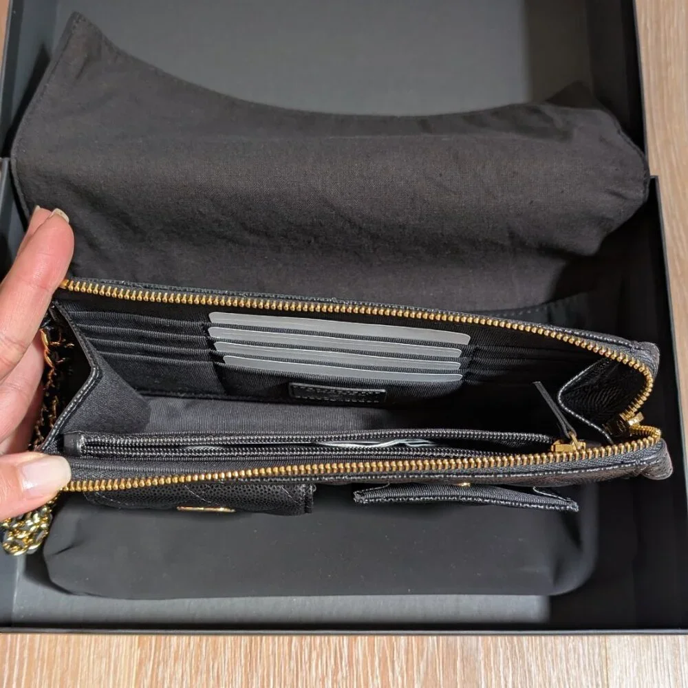 CHANEL Polly Pocket Quilted Caviar Pouch Wristlet Clutch